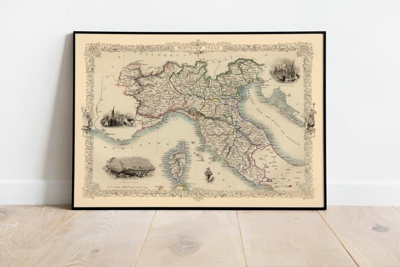 Northern Italy Map Poster| Vintage Map Italy - MAIA HOMES