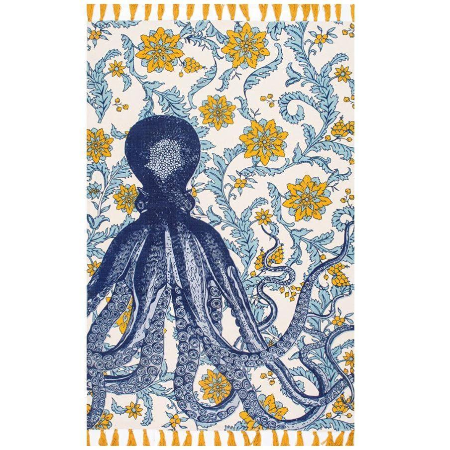 nuLOOM Thomas Paul Printed Flatweave Cotton Giant Octopus Area Rug - MAIA HOMES