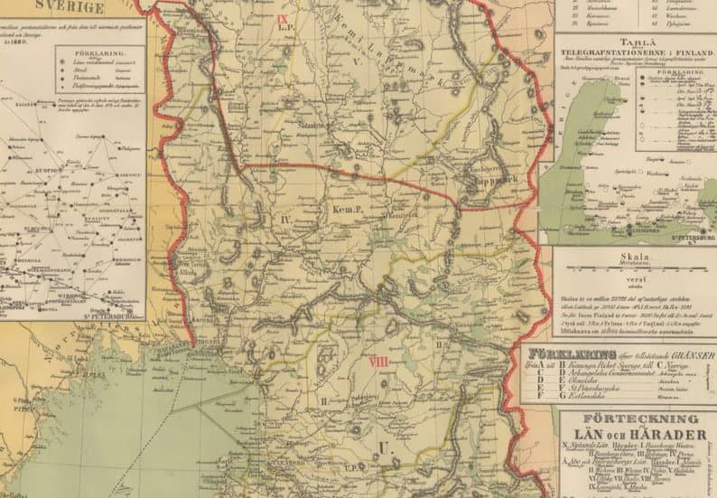 Old Map of Finland| Suomenmaan Kartta