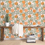 Orange and Green Leaves Illustration Wallpaper