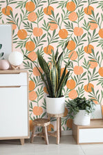 Orange and Green Leaves Illustration Wallpaper