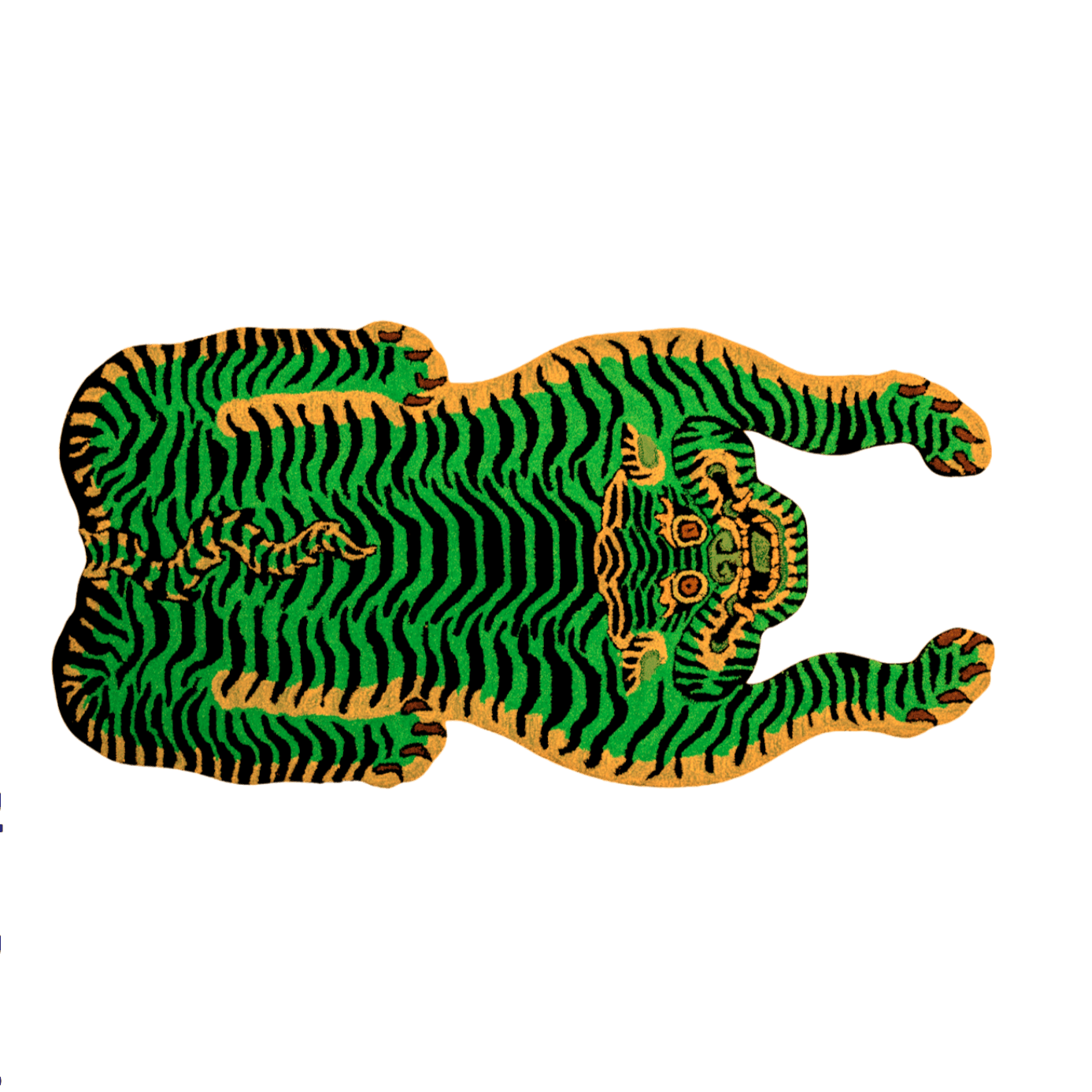 Orange and Green Tiger Yogi Accent Wool Rug - MAIA HOMES