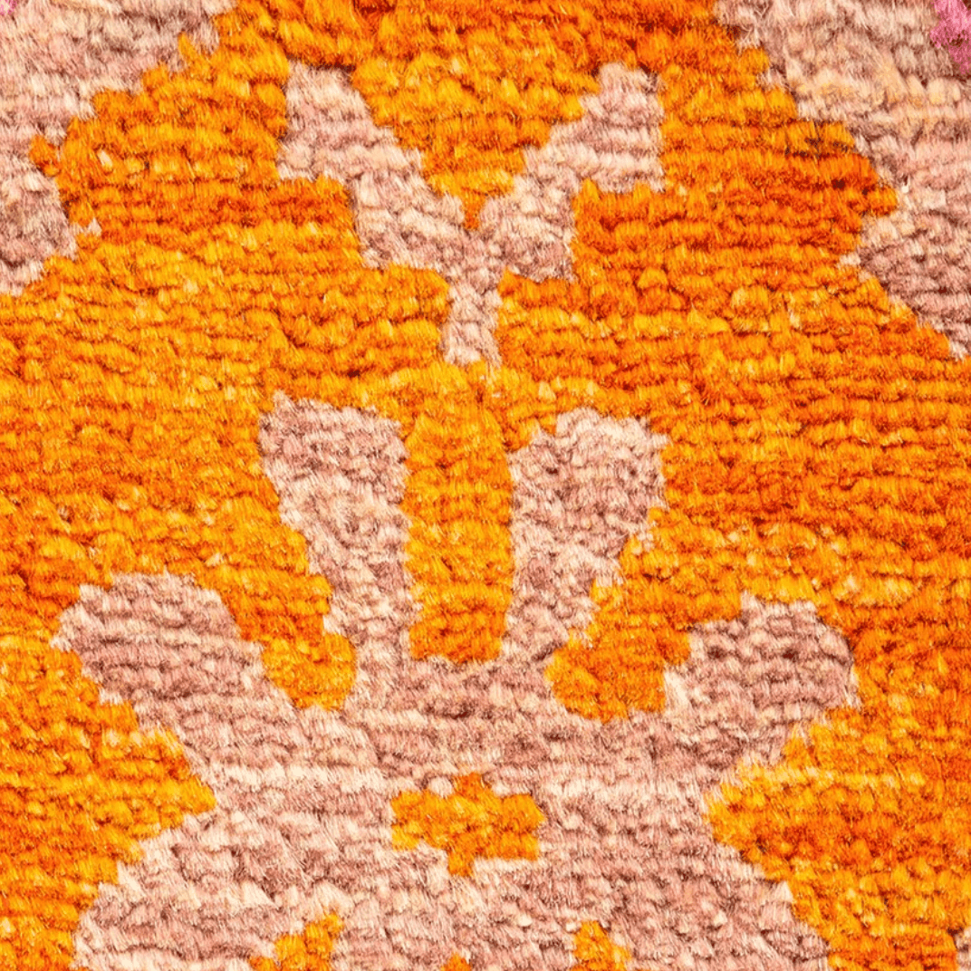 Orange and Pink Indian Desi Hand Spun Wool Hand Knotted Area Rug