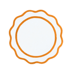 Orange and White Scalloped Round Cotton Placemats - Set of 4