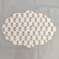 Orange Block Printed Floral Scalloped Oval Cotton Placemats