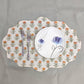 Orange Block Printed Floral Scalloped Oval Cotton Placemats