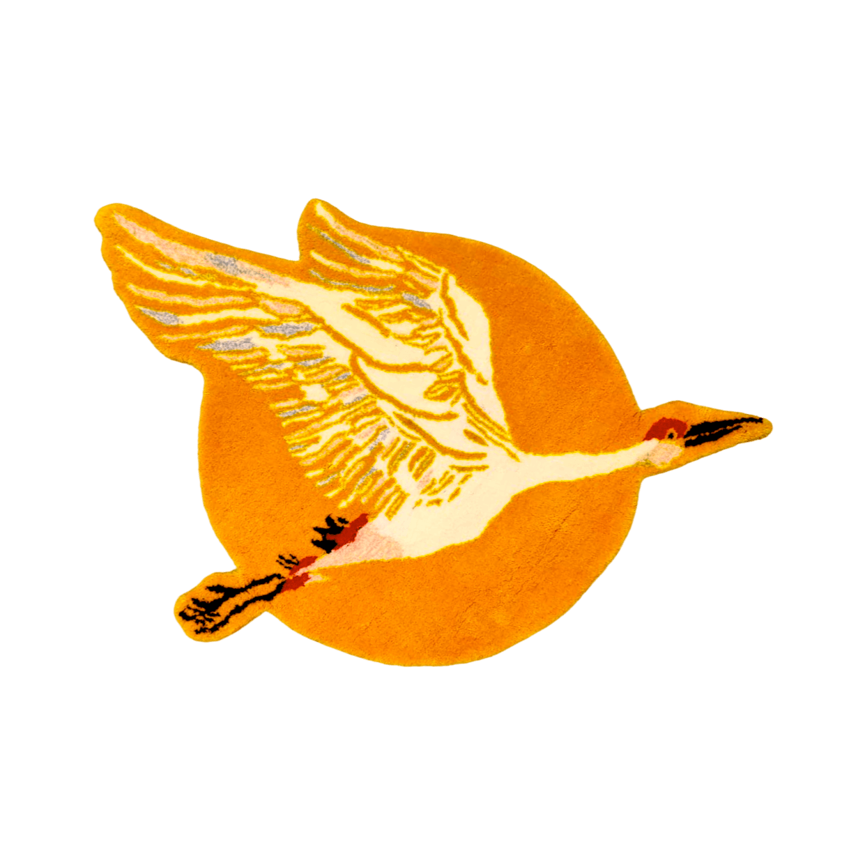 Orange Chinoiserie Crane over the Sun Hand Tufted Wool Rug - MAIA HOMES
