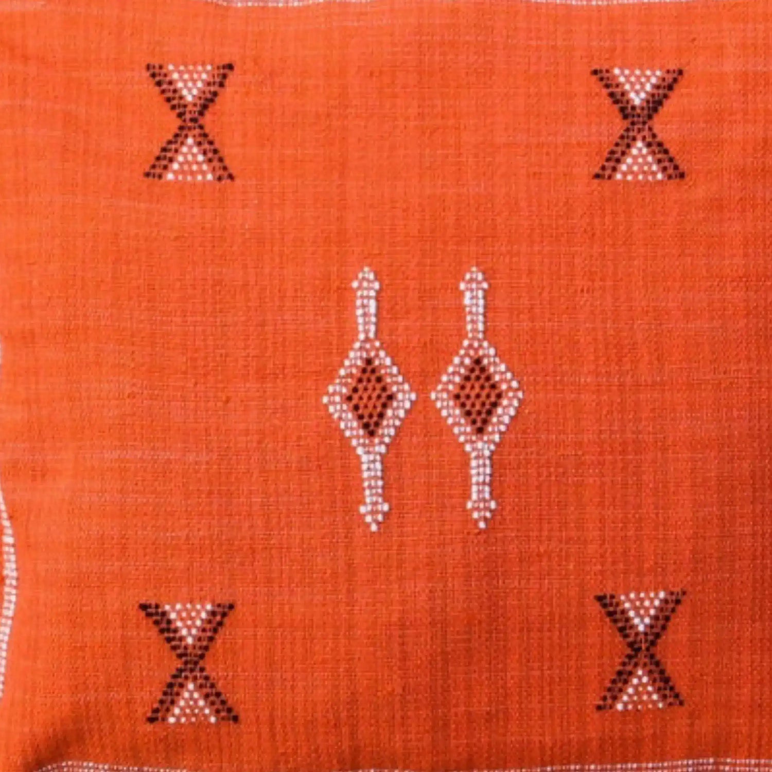 Orange handwoven kilim decorative throw pillow cover featuring intricate geometric patterns and a vibrant hue, perfect for home decor.