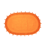 Orange Two Toned Oval Jute Rug with Tassels