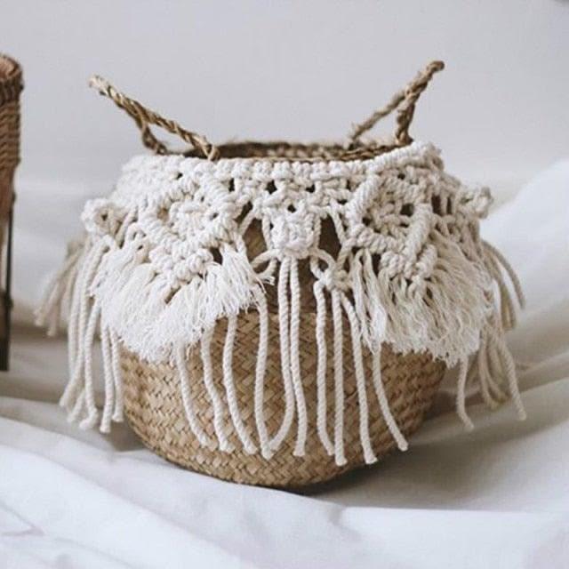 Organic Seagrass Hand Woven Basket with Tassel Ari