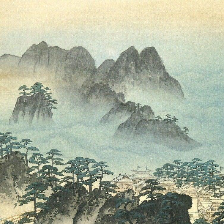 Oriental Japanese Ocean Landscape Wall Mural