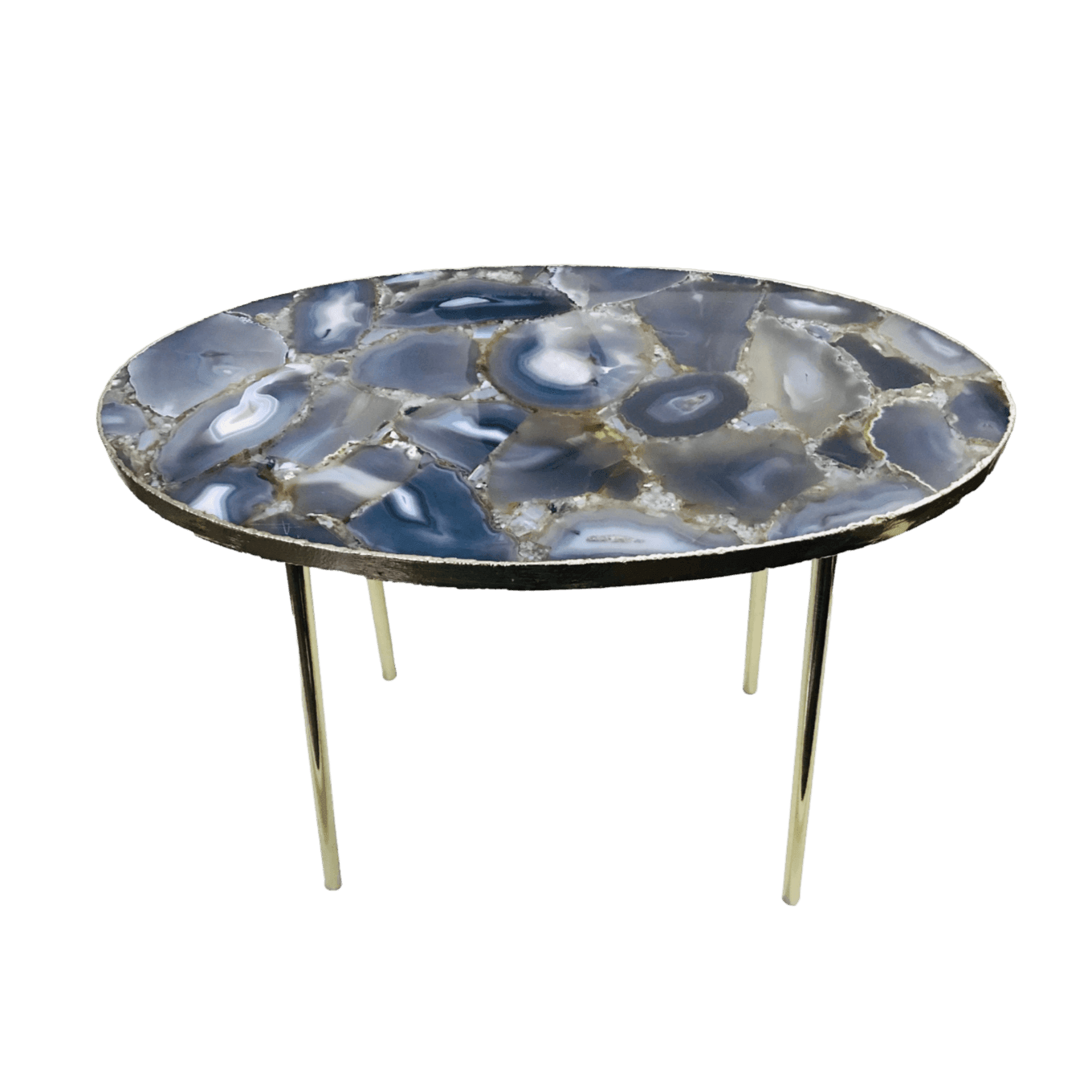 Oval Agate Gemstone Quartz Organic Edge Side Table