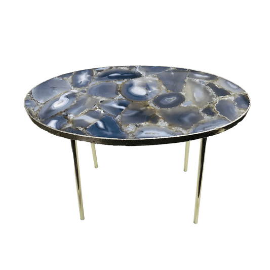 Oval Agate Gemstone Quartz Organic Edge Side Table - MAIA HOMES