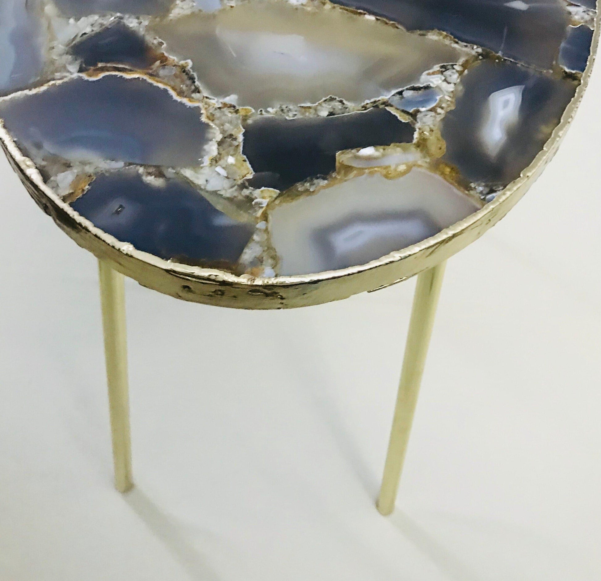 Oval Agate Gemstone Quartz Organic Edge Side Table