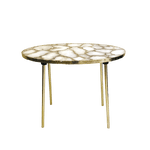 Oval White Agate Organic Edge Side Table