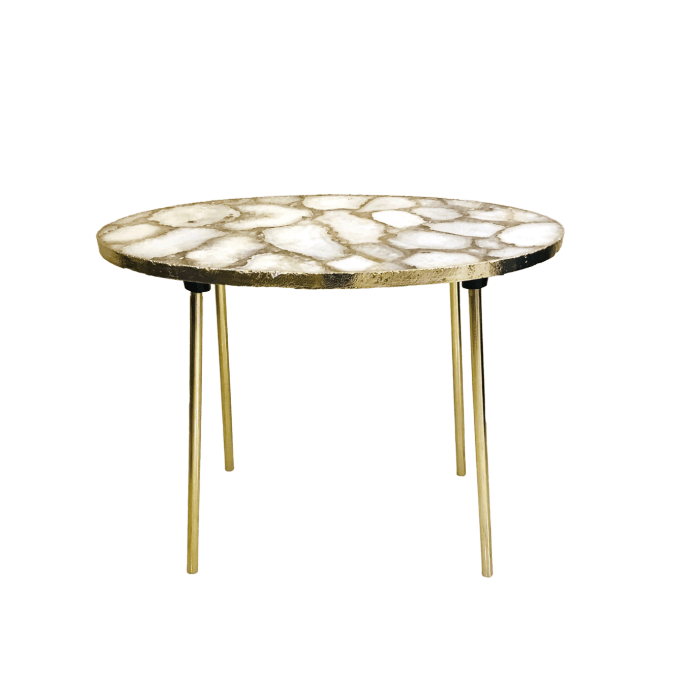 Oval White Agate Organic Edge Side Table