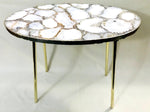 Oval White Agate Organic Edge Side Table