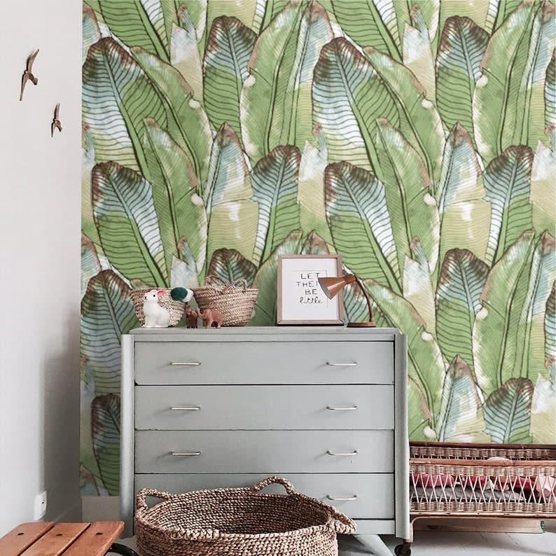 Oversized Banana Leaves Tropical Wallpaper