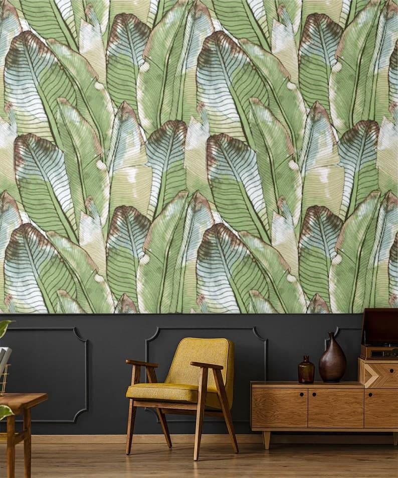 Oversized Banana Leaves Tropical Wallpaper