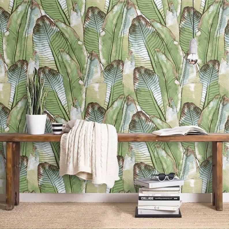 Oversized Banana Leaves Tropical Wallpaper