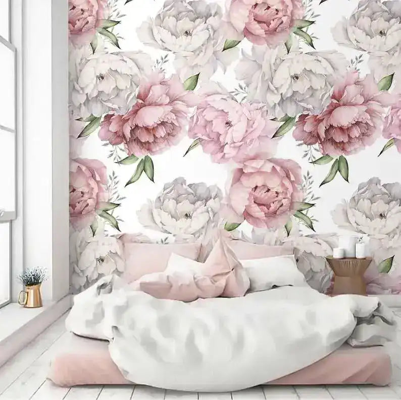 Oversized Peonies Floral Watercolor Wallpaper