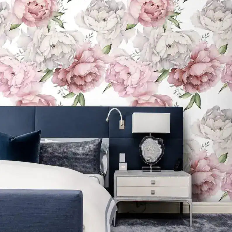 Oversized Peonies Floral Watercolor Wallpaper
