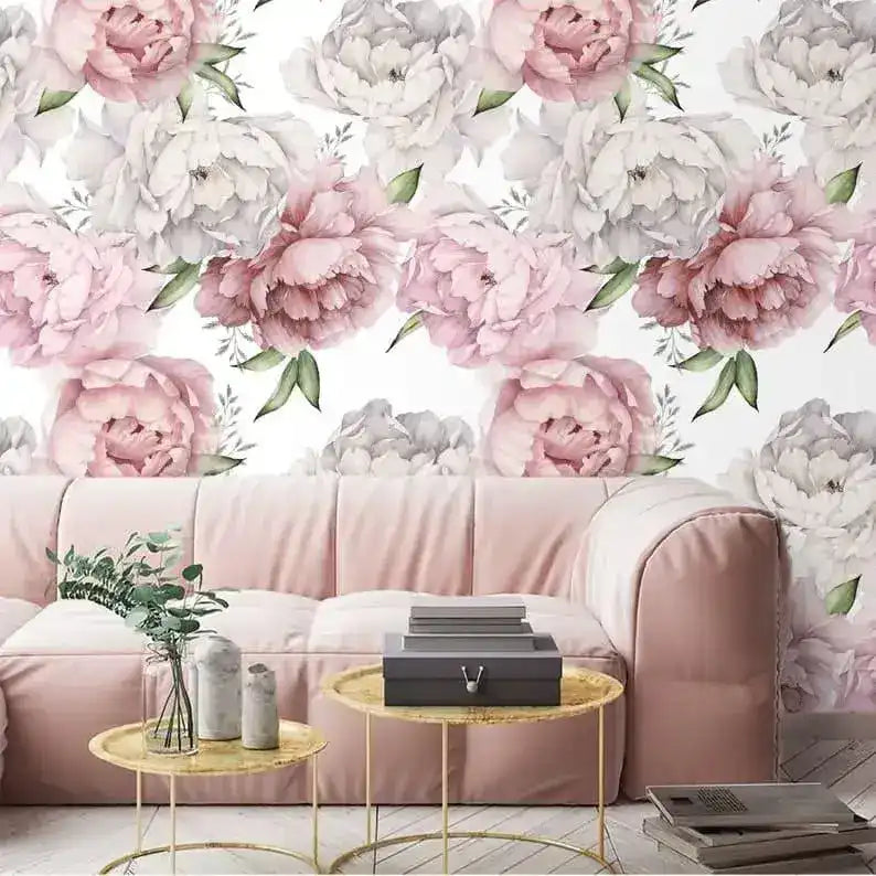 Oversized Peonies Floral Watercolor Wallpaper
