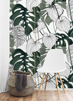 Oversized Tropical Monstera Leaves Wallpaper