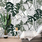 Oversized Tropical Monstera Leaves Wallpaper