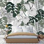 Oversized Tropical Monstera Leaves Wallpaper