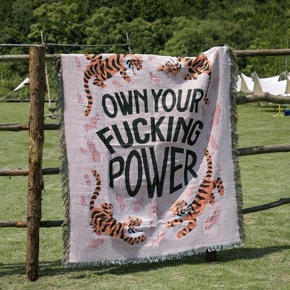 Own Your F*cking Power Woven Throw Blanket - MAIA HOMES