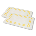 Pack of 2 Golden Border White Luxury Microfiber Bath Mats