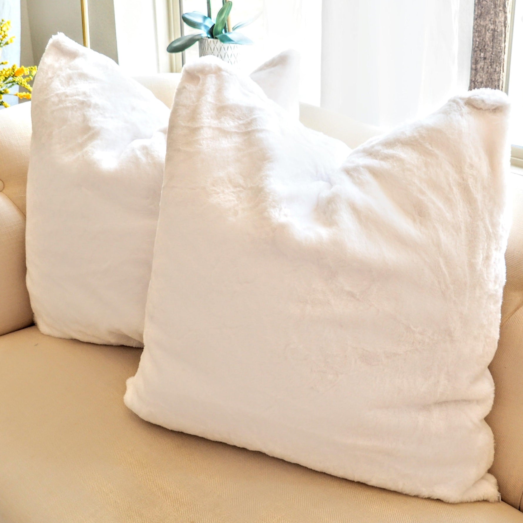 Pack of 4 Faux Fur Euro Pillow Covers 26" x 26"