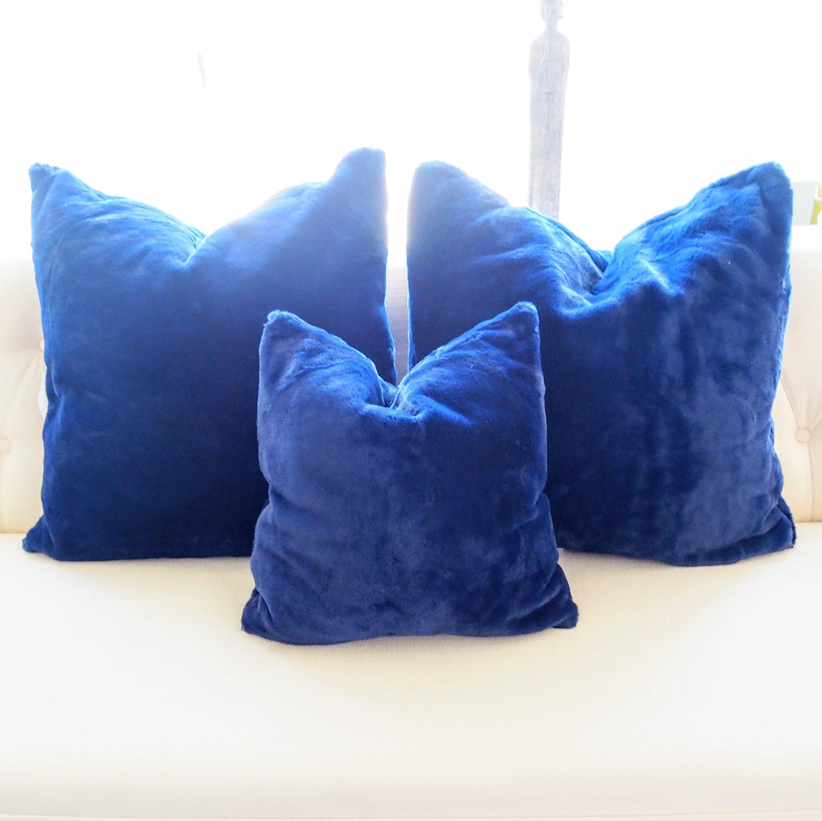 Pack of 4 Faux Fur Euro Throw Pillow Covers 26" x 26" 26 x 26 Royal Navy Blue