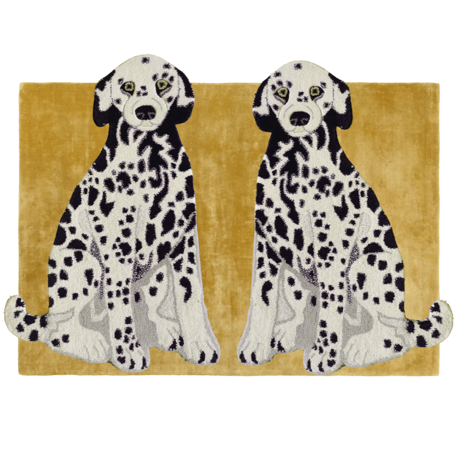 Pair of Doggie Hand Tufted Wool Rug - Mustard - MAIA HOMES
