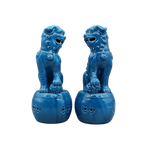 Pair of Foo Dogs Ceramic Figurine Sculptures