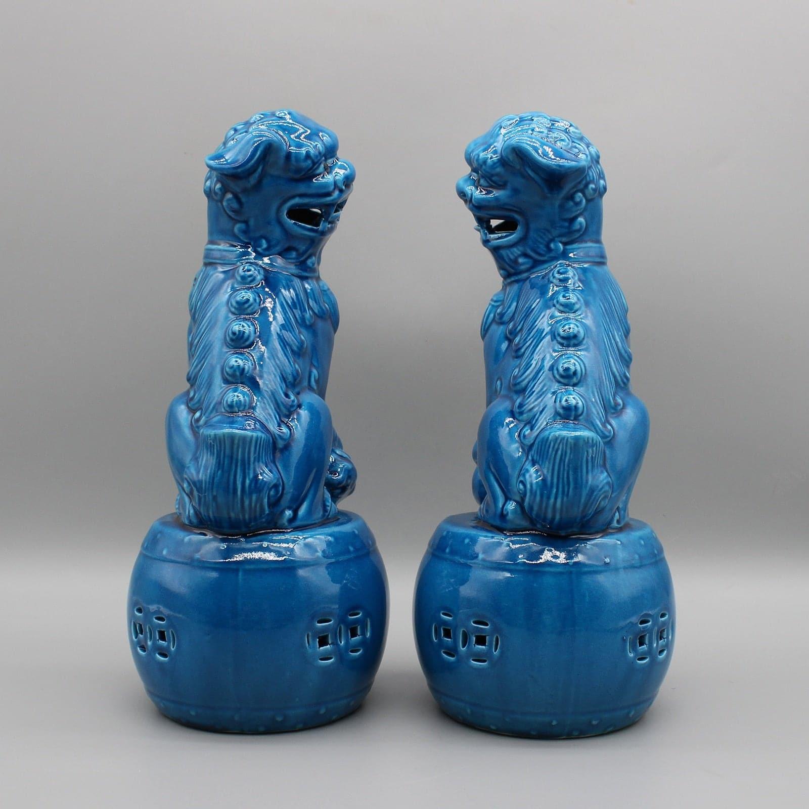 Pair of Foo Dogs Ceramic Figurine Sculptures - MAIA HOMES