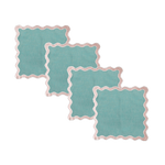 Pale Pink and Blue Scallop 100% Linen Square Placemat