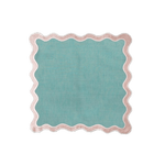 Pale Pink and Blue Scallop 100% Linen Square Placemat