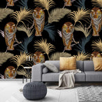 Palm Leaves and Tigers in Jungle Wallpaper