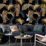 Palm Leaves and Tigers in Jungle Wallpaper