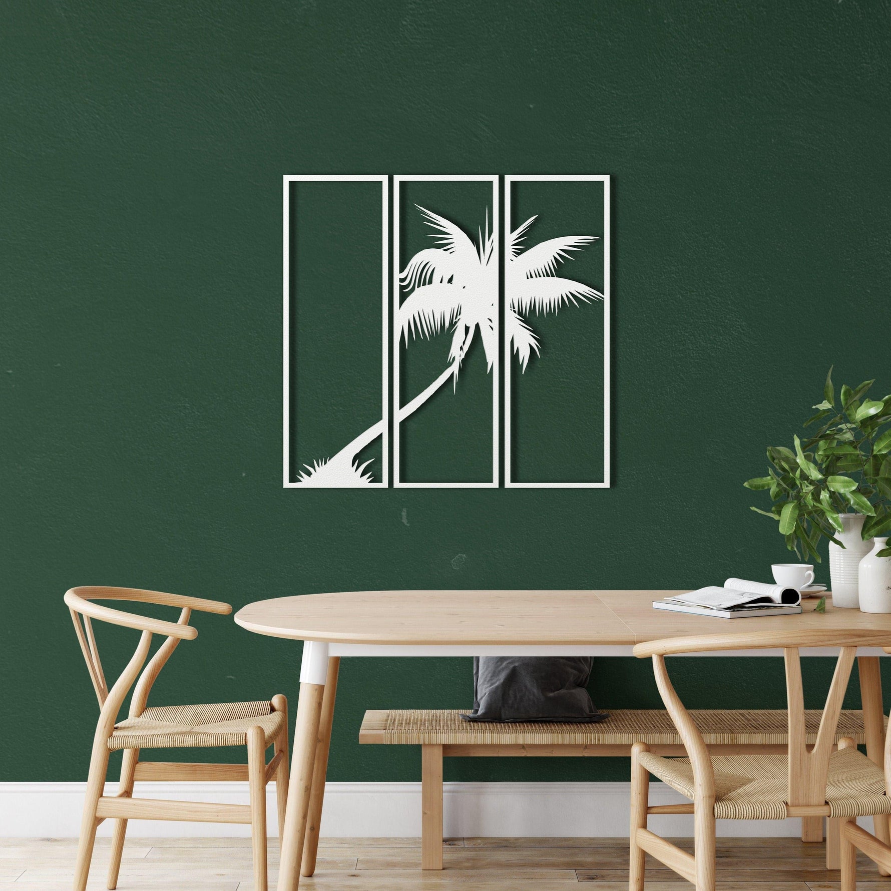 Palm Tree 3 Panels Metal Wall Art