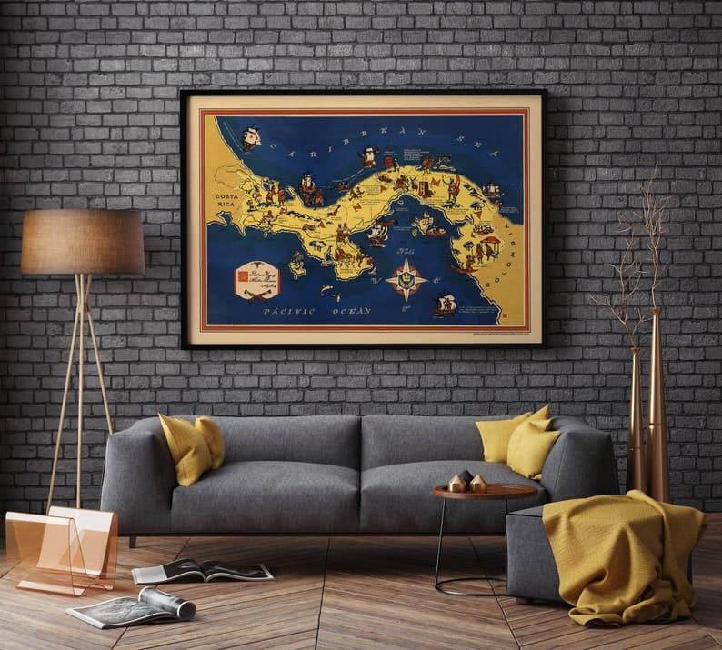 Panama Historical Map Print| Panama Old Map Poster