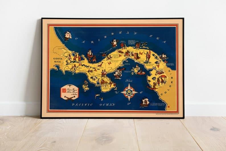 Panama Historical Map Print| Panama Old Map Poster