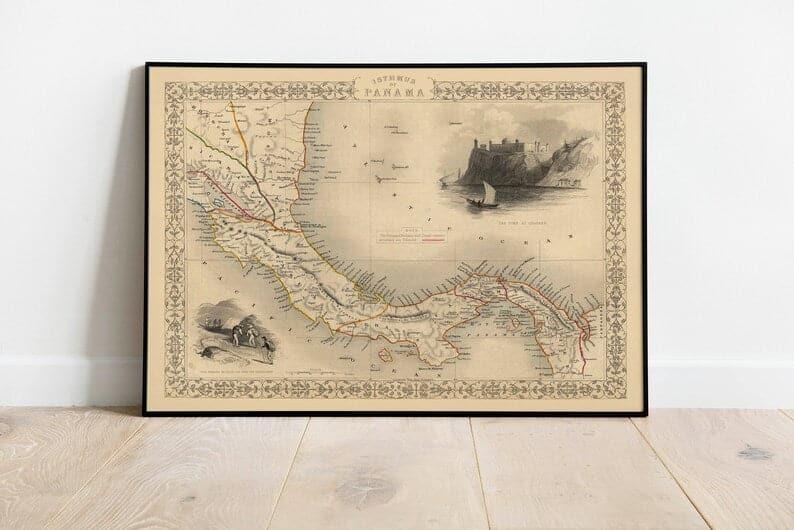 Panama Map Poster| Vintage Map Panama - MAIA HOMES
