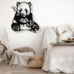 Panda Eating Bamboo Metal Wall Art