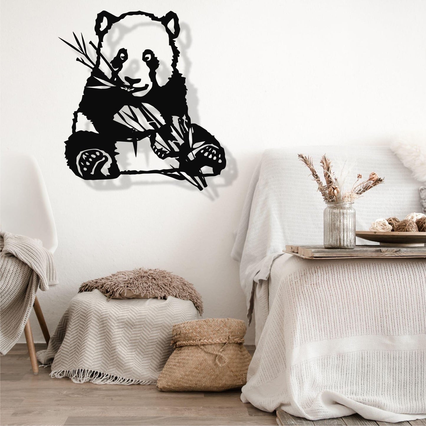 Panda Eating Bamboo Metal Wall Art - MAIA HOMES