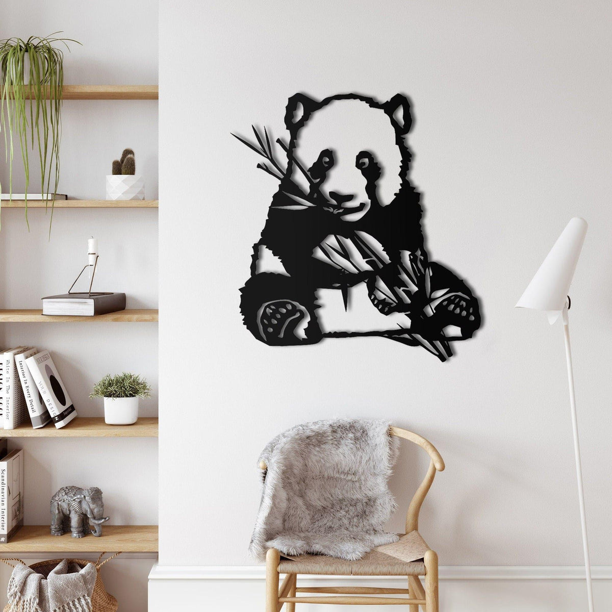 Panda Eating Bamboo Metal Wall Art