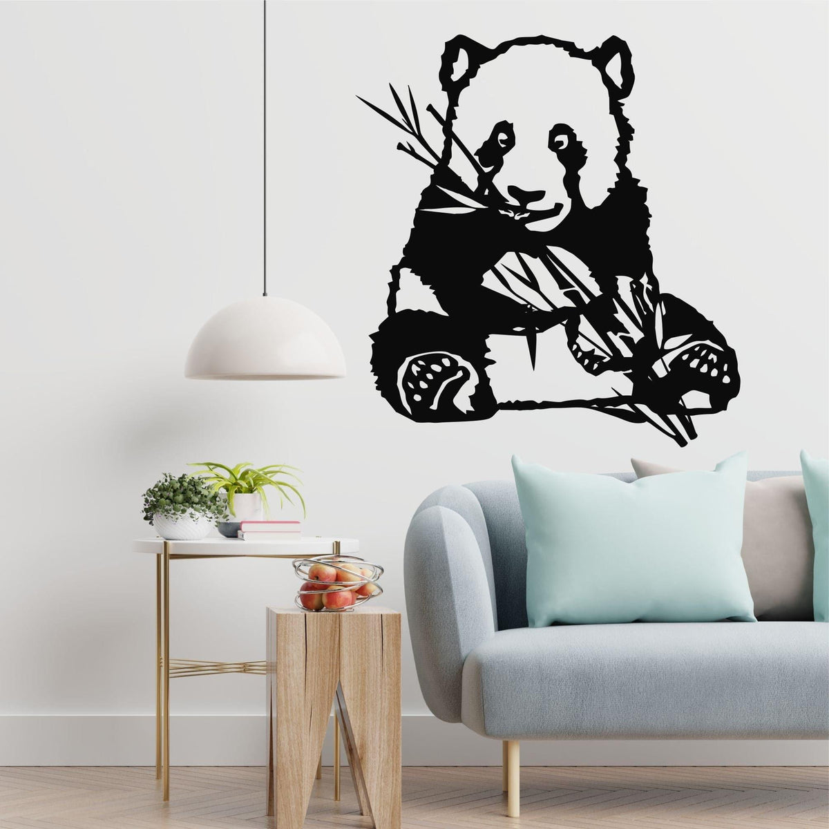 Panda Eating Bamboo Metal Wall Art