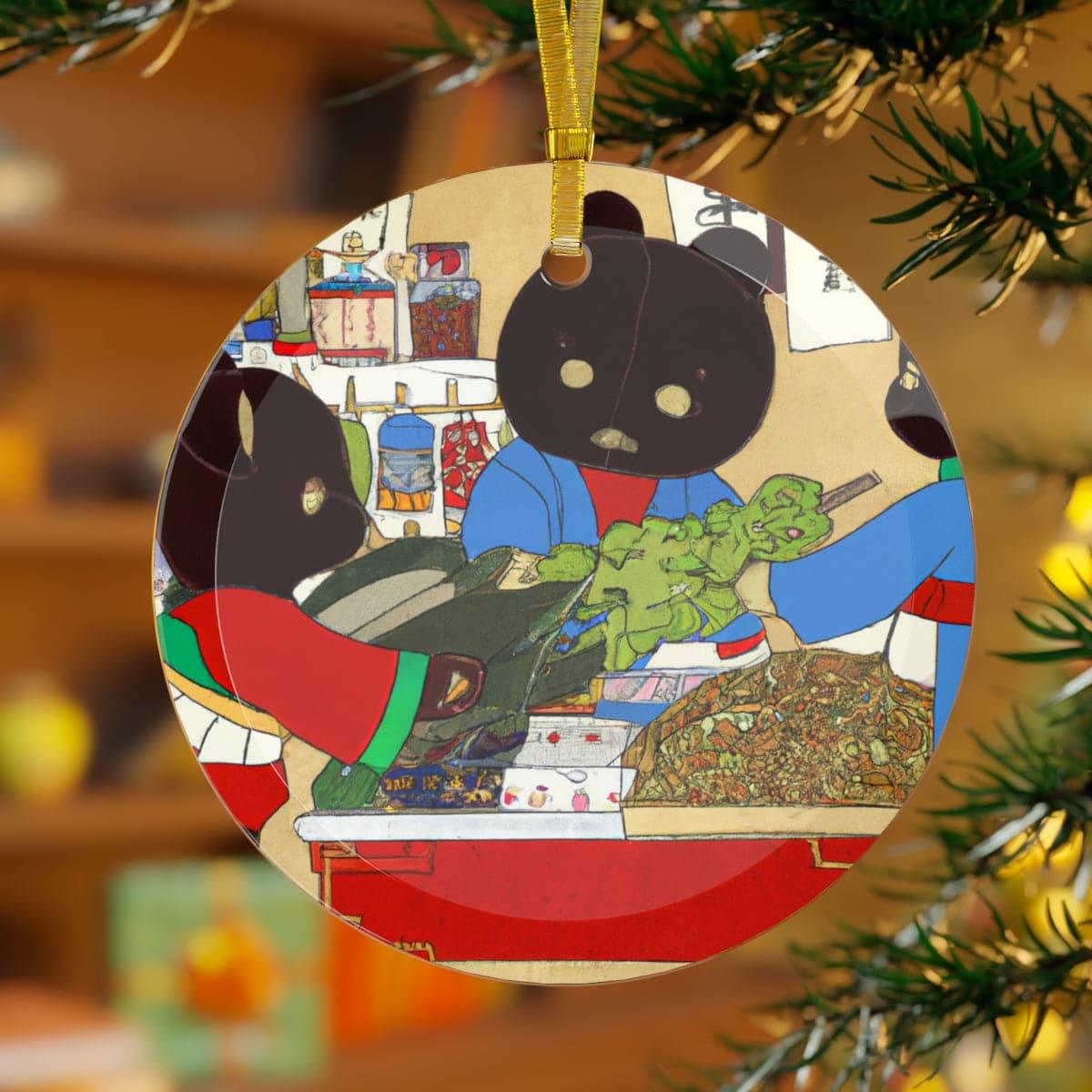 Panda Shopping in Japan Glass Ornament - MAIA HOMES